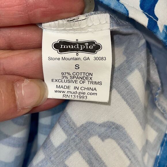 Mud Pie Womens Chain Link Print Sleeveless Tunic Sheath Dress Royal Blue Small - Picture 5 of 8